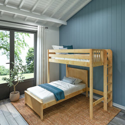 SLAM4 NP : Standard Loft Beds Twin High Loft Bed with Straight Ladder on End + Twin Bed, Panel, Natural