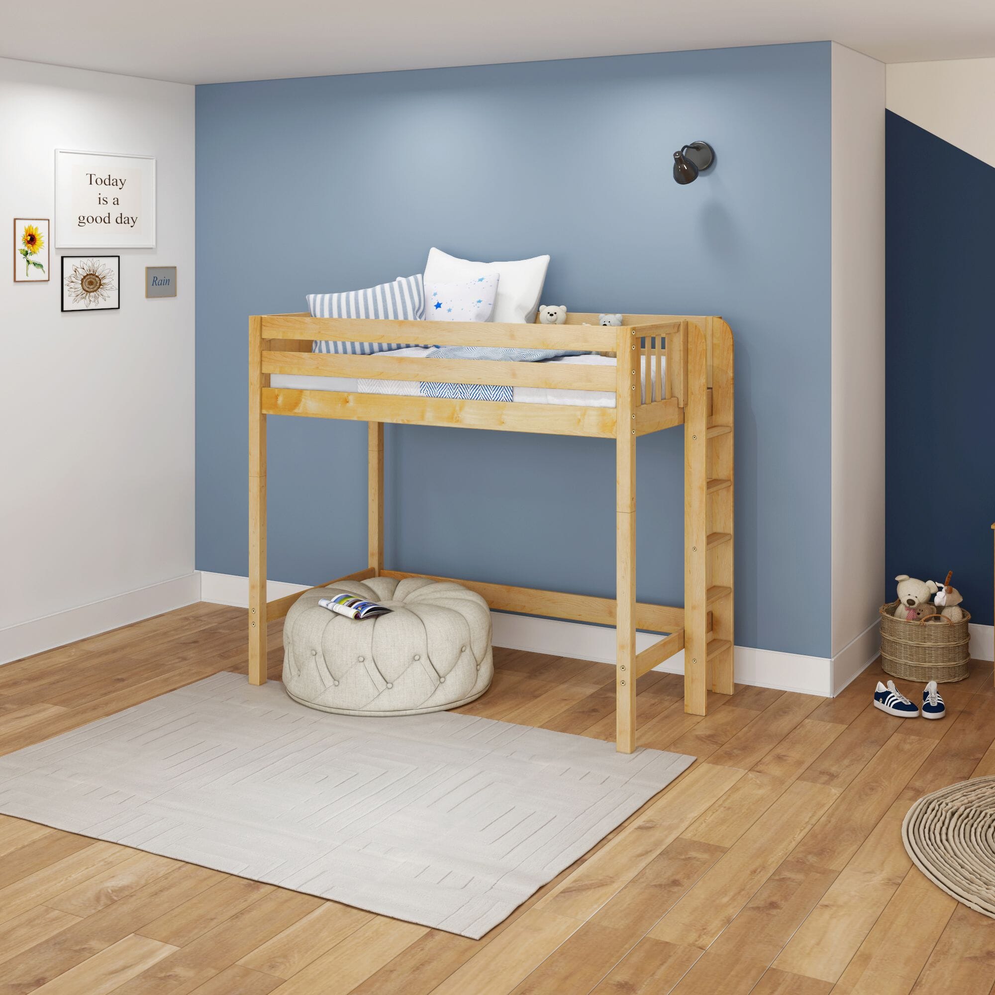 Twin High Loft Bed with Straight Ladder on End – Maxtrix Kids