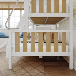 SLICK MWS : Bunk Bed Modern Twin over Full Medium Bunk Bed with Slide and Angled Ladder on Front