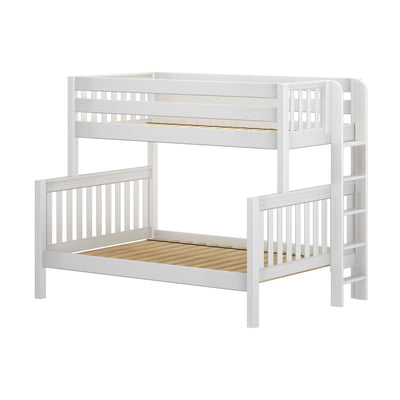 SLOPE 1 WS : Bunk Bed Twin over Full Medium Bunk Bed with Straight Ladder on End, Slat, White