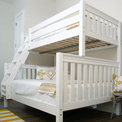 SLOPE XL WS : Staggered Bunk Beds Medium Twin XL over Full XL Bunk Bed, Slat, White