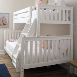 SLOPE XL WS : Staggered Bunk Beds Medium Twin XL over Full XL Bunk Bed, Slat, White