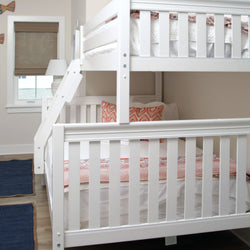 SLOPE XL WS : Staggered Bunk Beds Medium Twin XL over Full XL Bunk Bed, Slat, White