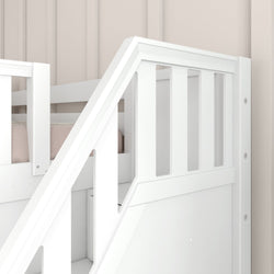 SNIGGLE WP : Play Bunk Beds Twin over Twin Low Bunk Bed with Storage Staircase Entry and Slide, Panel, White Finish, Panel, White