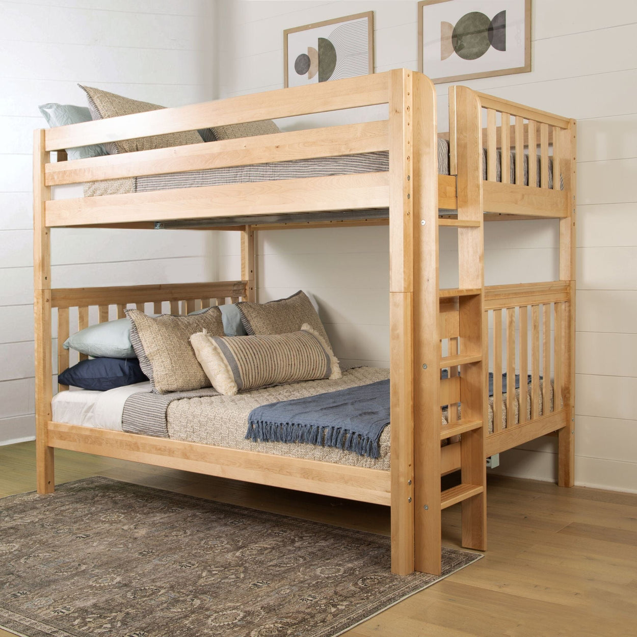 SOAR XL 1 NS : Classic Bunk Beds Queen High Bunk Bed w/ Straight Ladder on End (Low/High), Slat, Natural