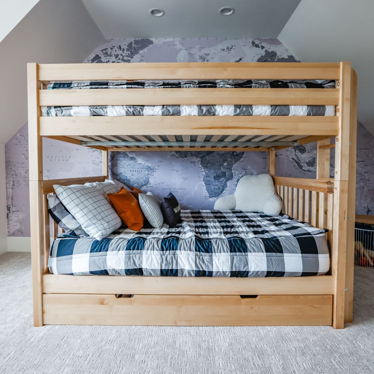 SOAR XL 1 NS : Classic Bunk Beds Queen High Bunk Bed w/ Straight Ladder on End (Low/High), Slat, Natural