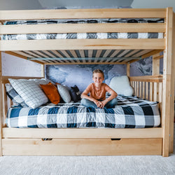 SOAR XL 1 NS : Classic Bunk Beds Queen High Bunk Bed w/ Straight Ladder on End (Low/High), Slat, Natural