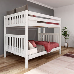 SOAR XL 1 WS : Classic Bunk Beds Queen High Bunk Bed w/ Straight Ladder on End (Low/High), Slat, White