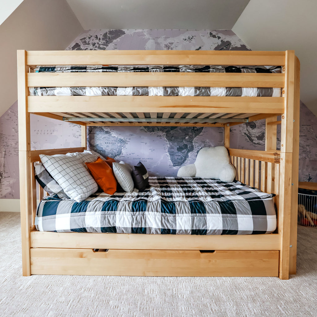 SOAR XL 1 WS : Classic Bunk Beds Queen High Bunk Bed w/ Straight Ladder on End (Low/High), Slat, White