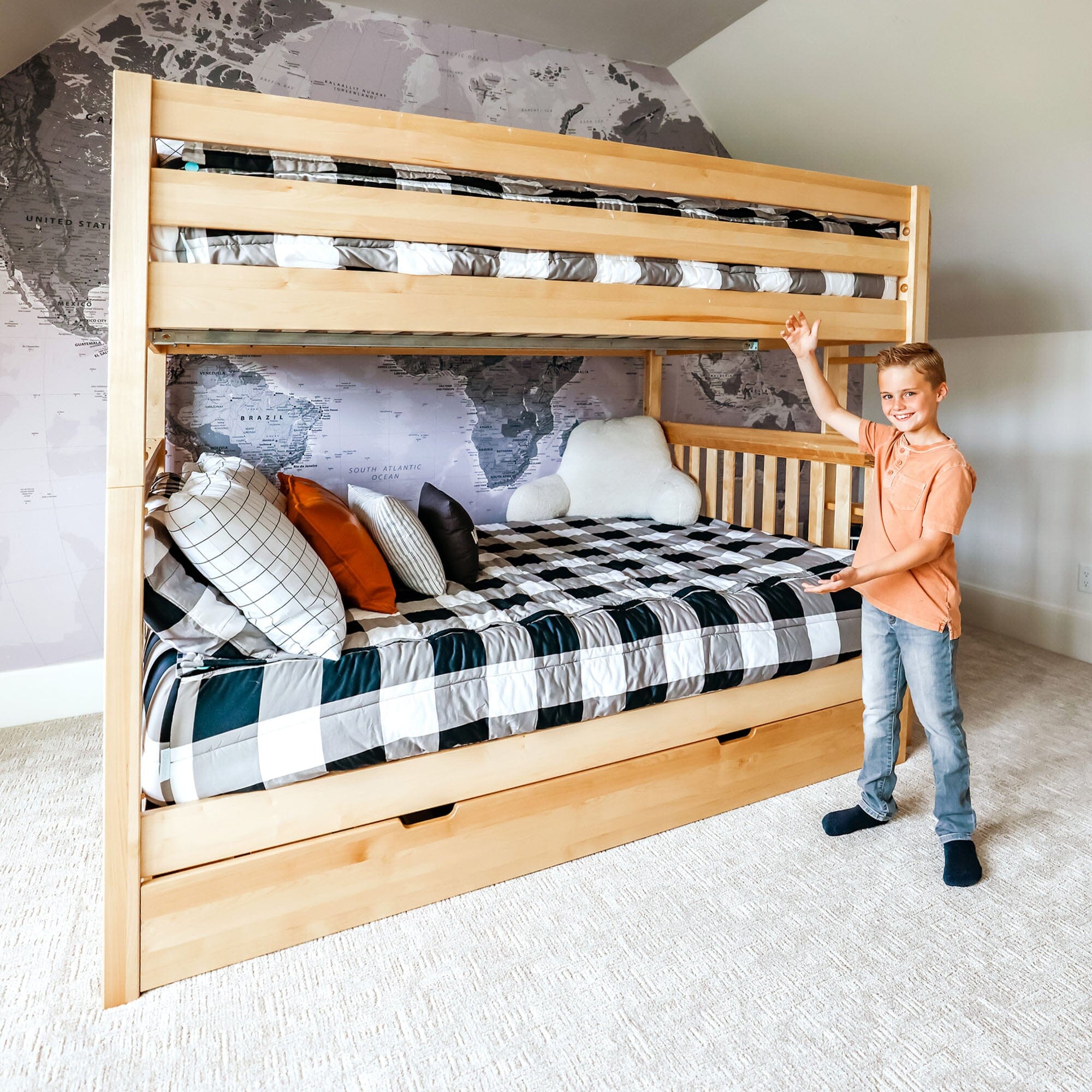 Queen High Bunk Bed with Straight Ladder on End – Maxtrix Kids