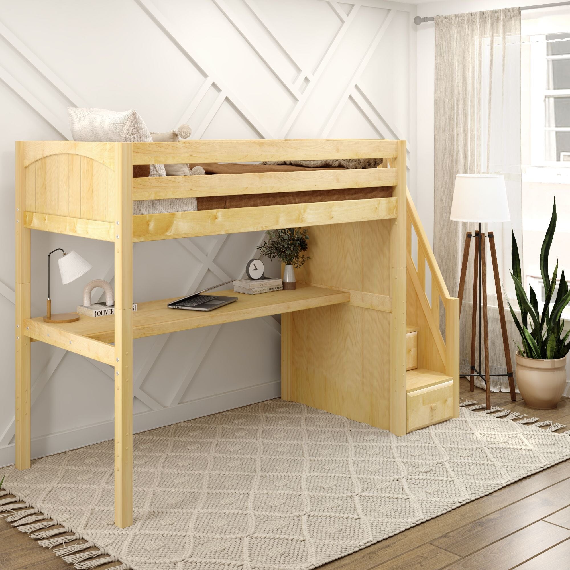 Loft fashion bed with stairs desk and storage