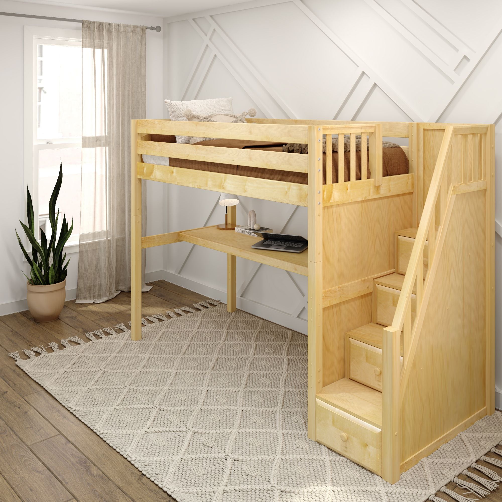 Twin size loft bed with deals stairs