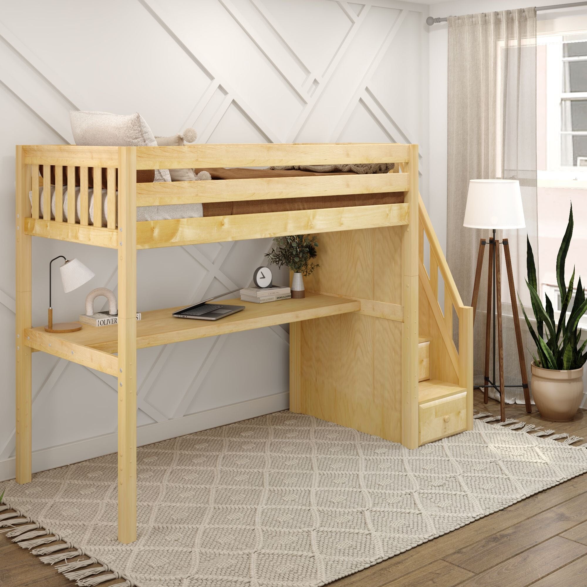 Full loft bunk bed shops with desk