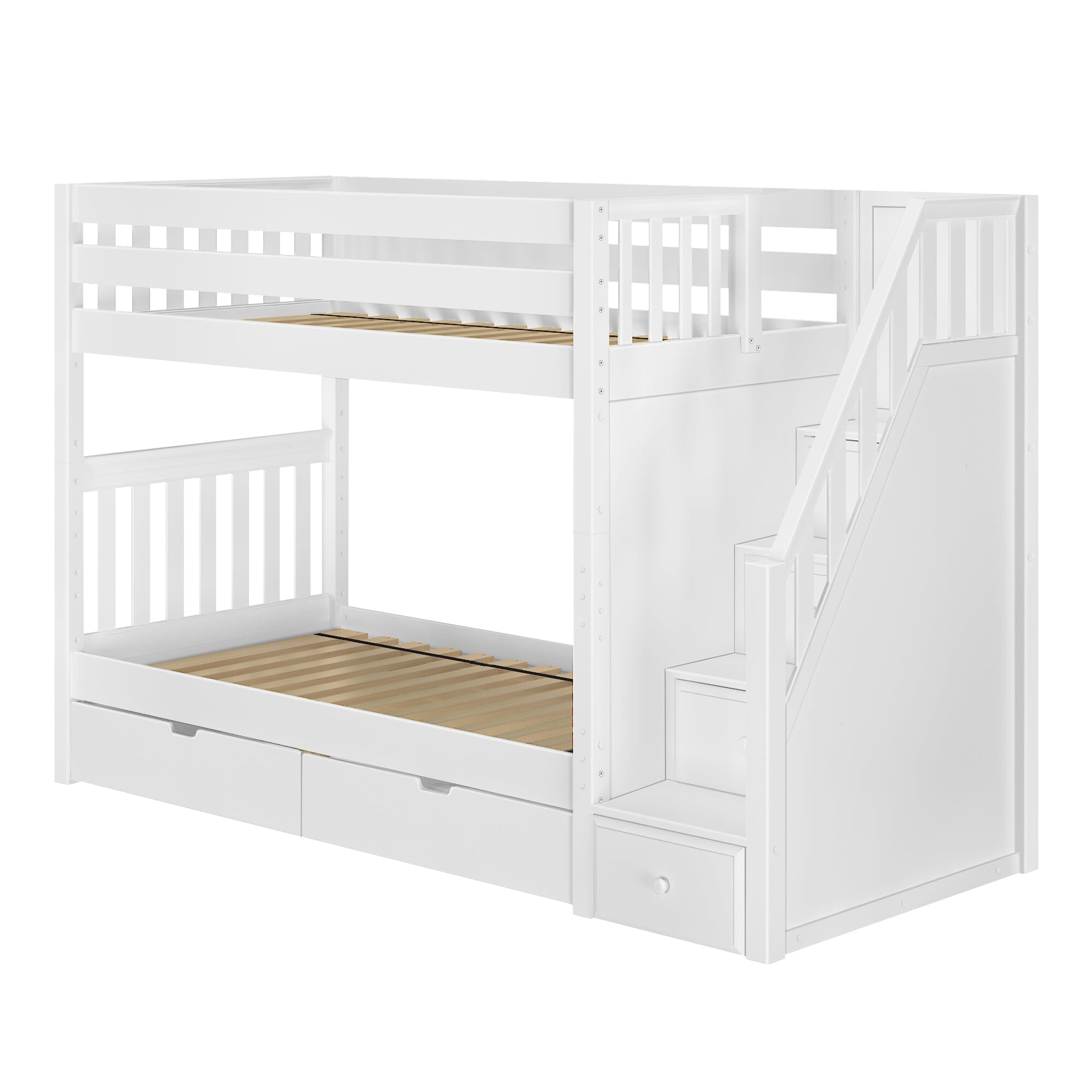 Twin Medium Bunk Bed with Stairs and Underbed Storage Drawer – Maxtrix Kids