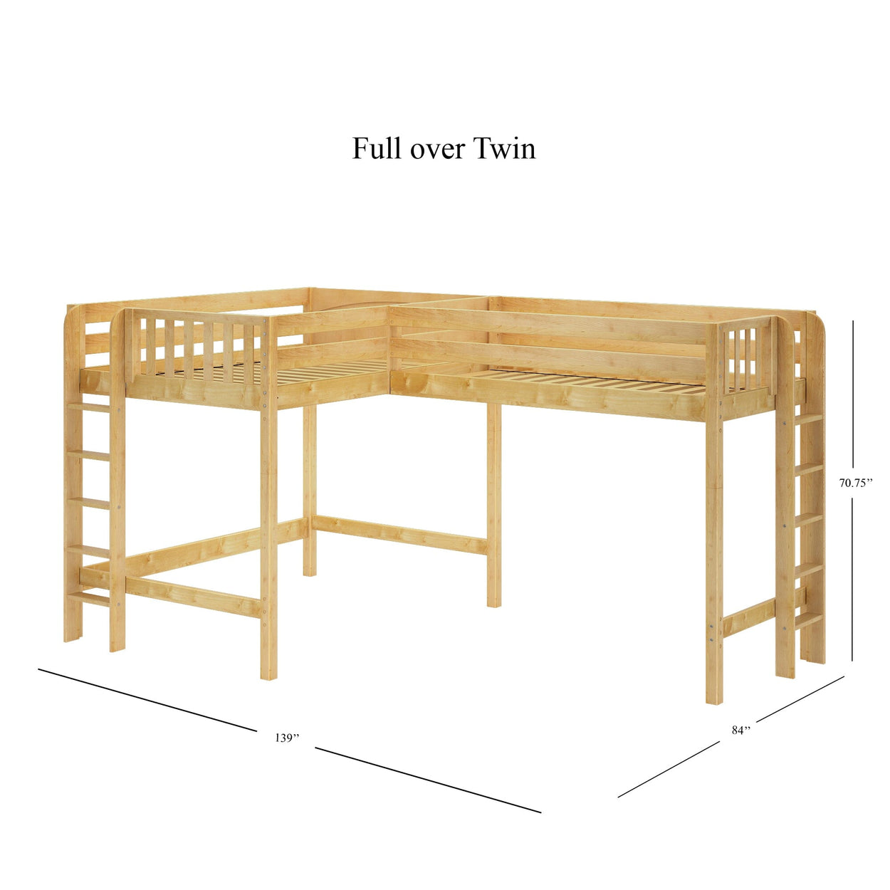 SUMMIT 1 NP : Corner Loft Beds Twin Full High Corner Loft Bed with Ladders on End, Panel, Natural