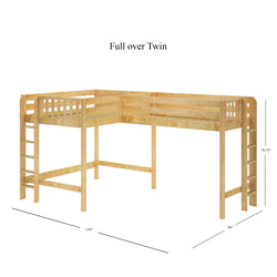 SUMMIT 1 NP : Corner Loft Beds Twin Full High Corner Loft Bed with Ladders on End, Panel, Natural