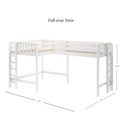 SUMMIT 1 WP : Corner Loft Beds Twin Full High Corner Loft Bed with Ladders on End, Panel, White