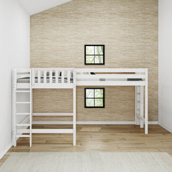 SUMMIT 1 WP : Corner Loft Beds Twin Full High Corner Loft Bed with Ladders on End, Panel, White