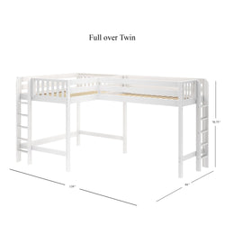 SUMMIT 1 WS : Corner Loft Beds Twin Full High Corner Loft Bed with Ladders on End, Slat, White