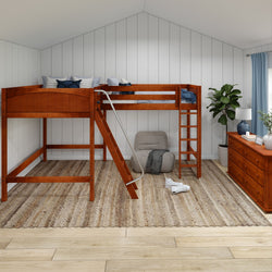 SUMMIT CP : Corner Loft Beds Twin Full High Corner Loft Bed, Panel, Chestnut