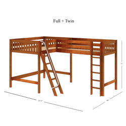 SUMMIT CS : Corner Loft Beds Twin Full High Corner Loft Bed, Slat, Chestnut