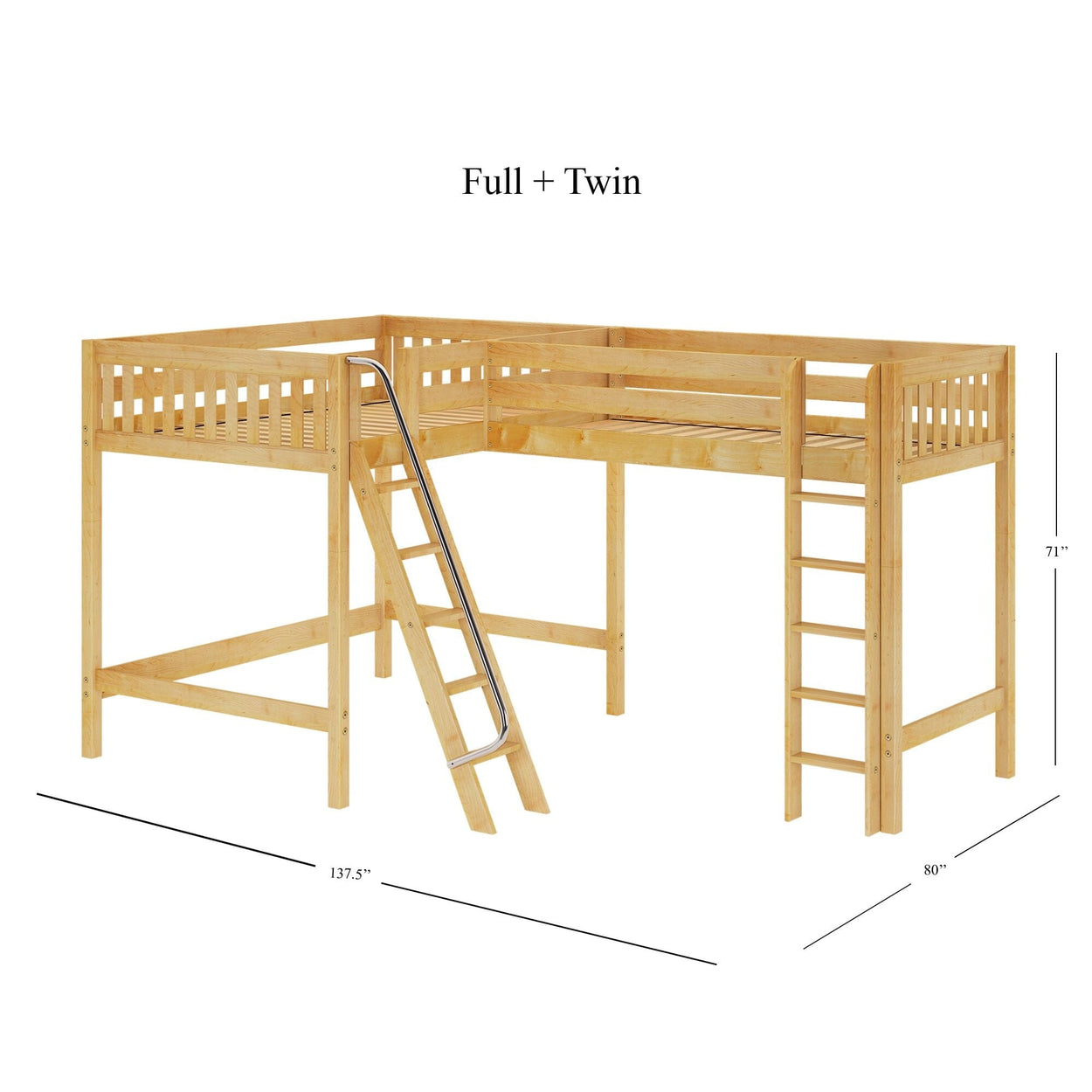 SUMMIT NS : Corner Loft Beds Twin Full High Corner Loft Bed, Slat, Natural