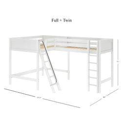 SUMMIT WP : Corner Loft Beds Twin Full High Corner Loft Bed, Panel, White