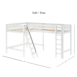 SUMMIT WS : Corner Loft Beds Twin Full High Corner Loft Bed, Slat, White