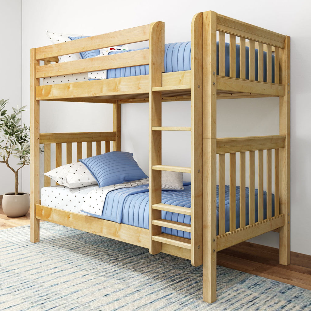 TALL CP : Classic Bunk Beds Twin High Bunk Bed with Straight Ladder on Front, Panel, Chestnut