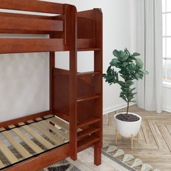 TALL XL CP : Classic Bunk Beds Twin XL High Bunk Bed with Straight Ladder on Front, Panel, Chestnut