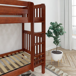 TALL XL CS : Classic Bunk Beds Twin XL High Bunk Bed with Straight Ladder on Front, Slat, Chestnut