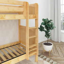 TALL XL NP : Classic Bunk Beds Twin XL High Bunk Bed with Straight Ladder on Front, Panel, Natural