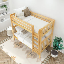 TALL XL NS : Classic Bunk Beds Twin XL High Bunk Bed with Straight Ladder on Front, Slat, Natural