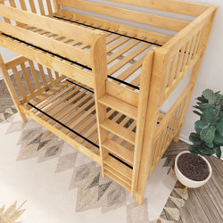 TALL XL NS : Classic Bunk Beds Twin XL High Bunk Bed with Straight Ladder on Front, Slat, Natural