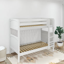 TALL XL WP : Classic Bunk Beds Twin XL High Bunk Bed with Straight Ladder on Front, Panel, White