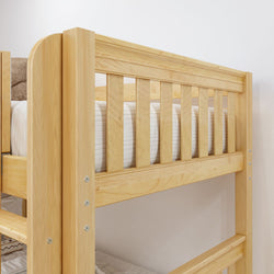 TERTIARY XL NS : Multiple Bunk Beds Twin XL Medium Corner Loft Bunk Bed with Angled Ladder and Stairs on Right, Slat, Natural