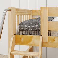 TERTIARY XL NS : Multiple Bunk Beds Twin XL Medium Corner Loft Bunk Bed with Angled Ladder and Stairs on Right, Slat, Natural