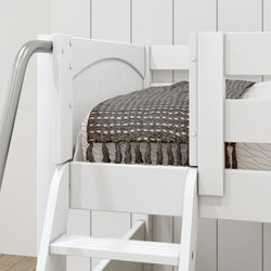 TERTIARY XL WP : Multiple Bunk Beds Twin XL Medium Corner Loft Bunk Bed with Angled Ladder and Stairs on Right, Panel, Natural