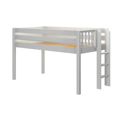 TIGHT WP : Standard Loft Beds Twin Low Loft Bed with Straight Ladder on End, Panel, White