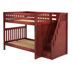 TOPPER XL CS : Classic Bunk Beds Full XL High Bunk Bed with Stairs, Panel, Chestnut