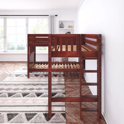 TRIFID 1 CP : Multiple Bunk Beds Twin Medium Corner Loft Bunk Bed with Straight Ladders on Ends, Panel, Chestnut