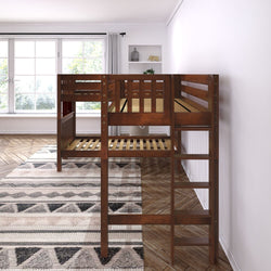 TRIFID 1 CS : Multiple Bunk Beds Twin Medium Corner Loft Bunk with Straight Ladders on Ends, Slat, Chestnut