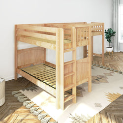 TRIFID 1 NP : Multiple Bunk Beds Twin Medium Corner Loft Bunk with Straight Ladders on Ends, Panel, Natural