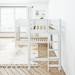 TRIFID 1 WP : Multiple Bunk Beds Twin Medium Corner Loft Bunk with Straight Ladders on Ends, Panel, White