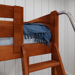 TRIFID CP : Corner Loft Bunk Twin Medium Corner Loft Bunk Bed with Angled and Straight Ladder, Panel, Chestnut