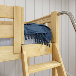 TRIFID NS : Corner Loft Bunk Twin Medium Corner Loft Bunk Bed with Angled and Straight Ladder, Slat, Natural