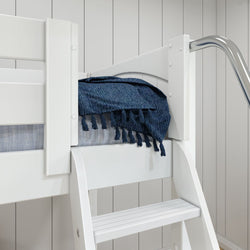 TRIFID WP : Multiple Bunk Beds Twin Medium Corner Loft Bunk Bed with Angled and Straight Ladder, Panel, White