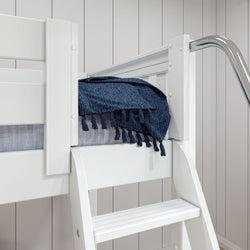 TRIFID WS : Multiple Bunk Beds Twin Medium Corner Loft Bunk Bed with Angled and Straight Ladder, Slat, White