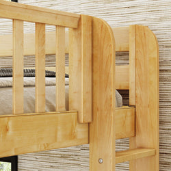 TRILATERAL 1 NP : Corner Loft Beds Twin over Full + Twin High Corner Loft Bunk with Staight Ladders on Ends, Panel, Natural