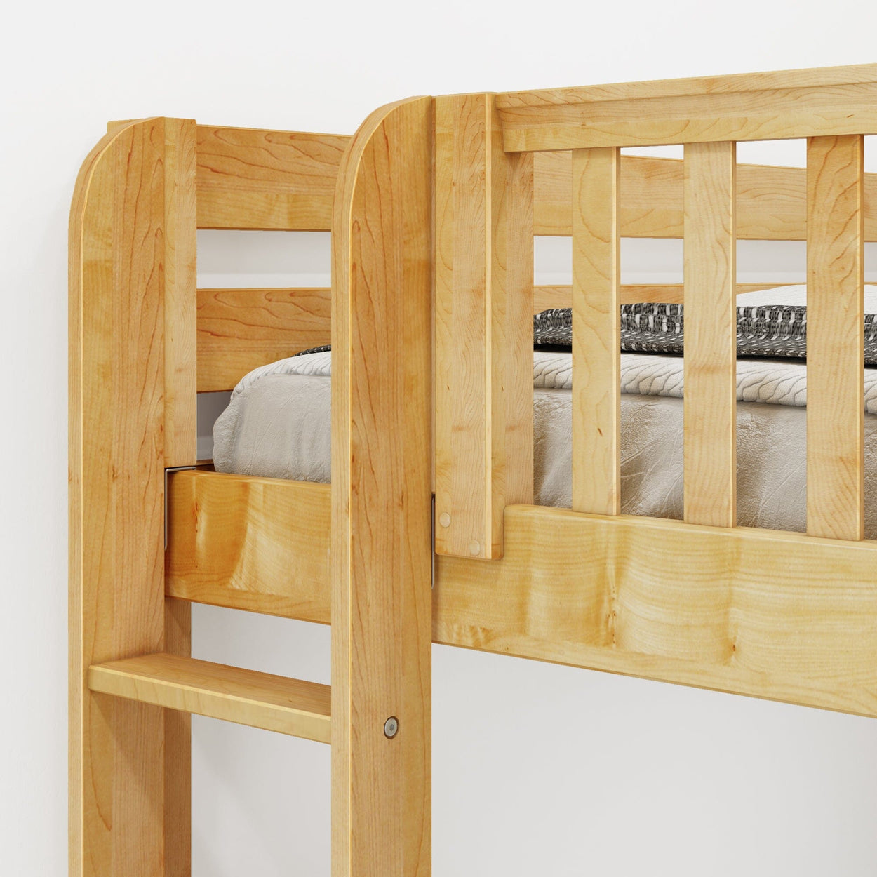 TRILATERAL 1 NS : Corner Loft Beds Twin over Full + Twin High Corner Loft Bunk with Staight Ladders on Ends, Slat, Natural